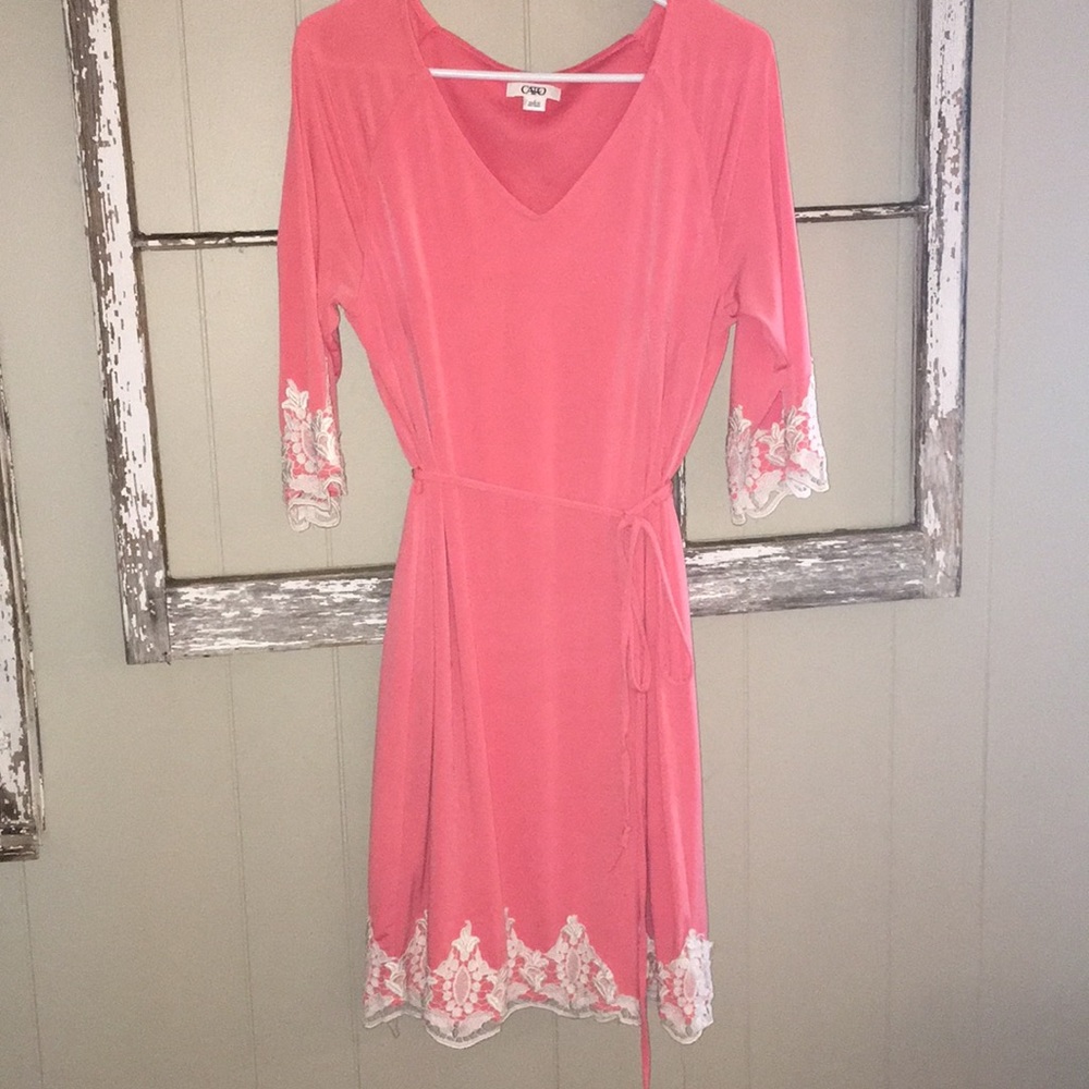 Pink and white dress